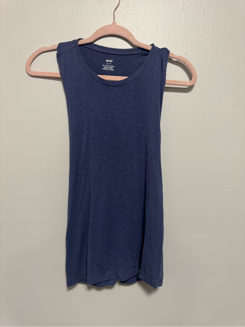 Aerie Dark Blue Racer Back Twist Raw Edge Tank
